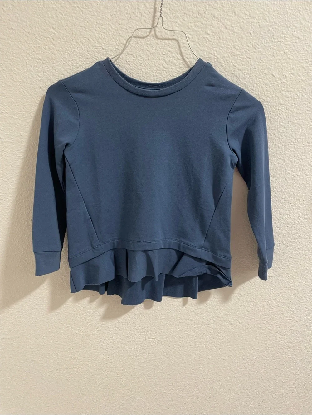 Girls' Long-Sleeve Ruffle Hem Top - Slate Blue
